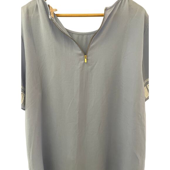 Gibson Latimier Crepe Pastel Purple Embroidered & Beaded Blouse Size‎ Large - Picture 10 of 10